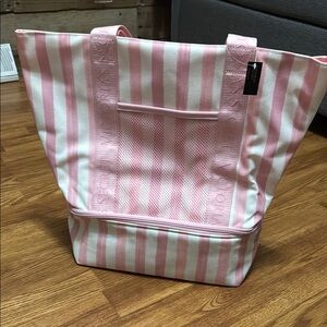 Victoria’s Secret Pink Striped Cooler Tote Bag NWT